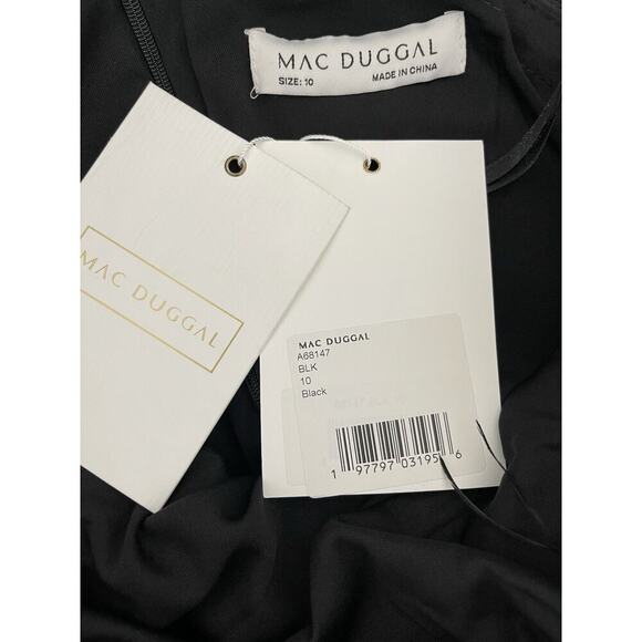 Mac Duggal A68147 Black Feathered One-Shoulder Dress Size 10 NWT - Picture 7 of 7